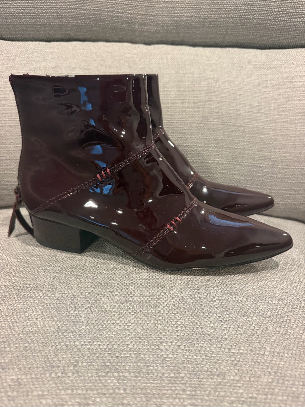 Splendid Patent Pointed Ankle Booties burgundy